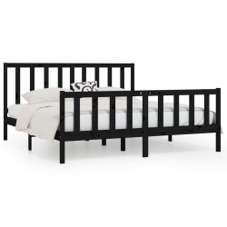 vidaXL Massivholzbett Schwarz 180x200 cm