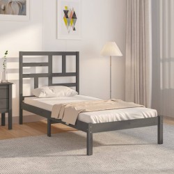 vidaXL Massivholzbett Grau 90x190 cm