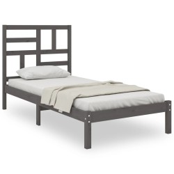 vidaXL Massivholzbett Grau 90x190 cm