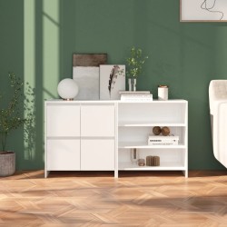 vidaXL 2-tlg. Sideboard Hochglanz-Weiß Holzwerkstoff