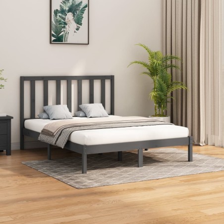 vidaXL Massivholzbett Grau 150x200 cm