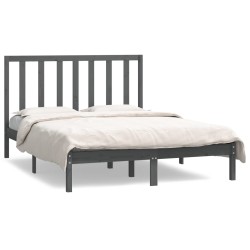vidaXL Massivholzbett Grau Kiefer 140x190 cm