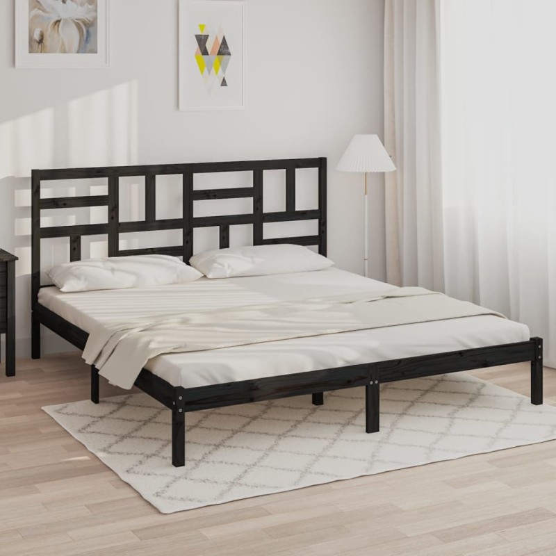 vidaXL Massivholzbett Schwarz 200x200 cm vidaXL Massivholzbett Schwarz 200x200 cm