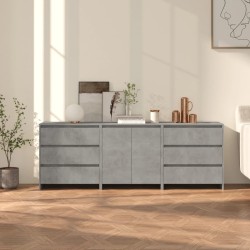 vidaXL 3-tlg. Sideboard Betongrau Holzwerkstoff