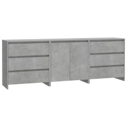 vidaXL 3-tlg. Sideboard Betongrau Holzwerkstoff