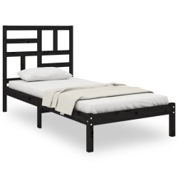 vidaXL Massivholzbett Schwarz 90x200 cm