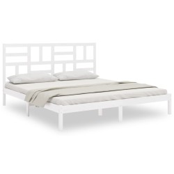 vidaXL Massivholzbett Weiß 200x200 cm