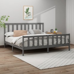 vidaXL Massivholzbett Grau Kiefer 200x200 cm