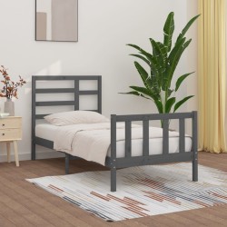 vidaXL Massivholzbett Grau Kiefer 90x200 cm