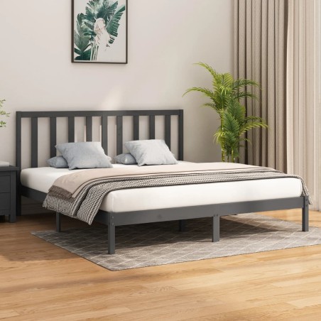 vidaXL Massivholzbett Grau 200x200 cm