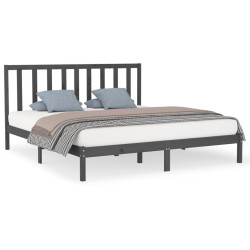 vidaXL Massivholzbett Grau 200x200 cm