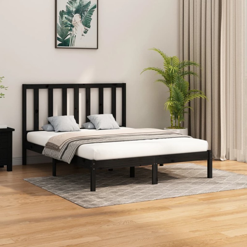 vidaXL Massivholzbett Schwarz 140x200 cm vidaXL Massivholzbett Schwarz 140x200 cm