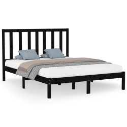 vidaXL Massivholzbett Schwarz 140x200 cm