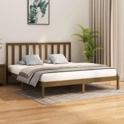 vidaXL Massivholzbett Honigbraun 200x200 cm