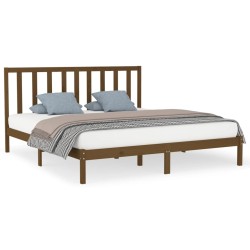 vidaXL Massivholzbett Honigbraun 200x200 cm