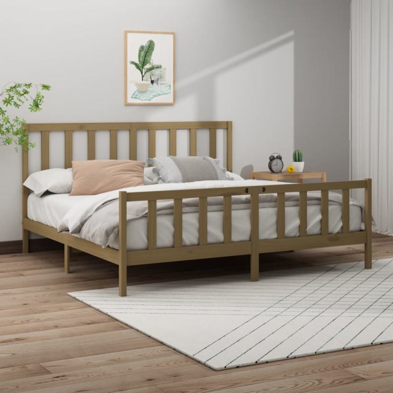 vidaXL Massivholzbett Honigbraun Kiefer 200x200 cm vidaXL Massivholzbett Honigbraun Kiefer 200x200 cm