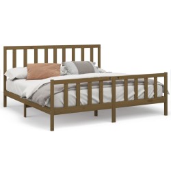 vidaXL Massivholzbett Honigbraun Kiefer 200x200 cm