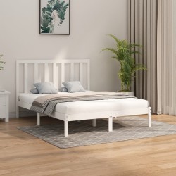 vidaXL Massivholzbett Weiß 150x200 cm
