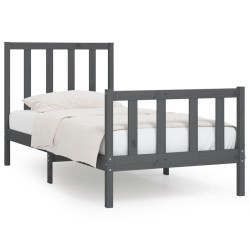 vidaXL Massivholzbett Grau 90x200 cm