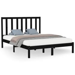 vidaXL Massivholzbett Schwarz 160x200 cm