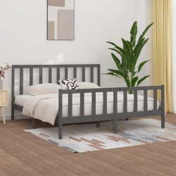 vidaXL Massivholzbett Grau 180x200 cm