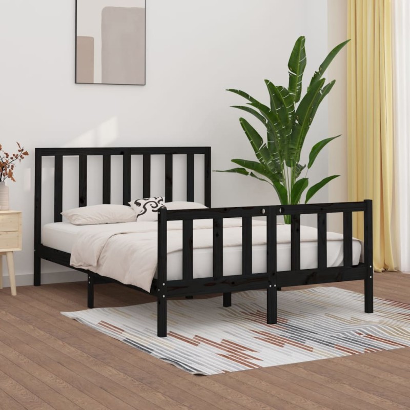 vidaXL Massivholzbett Schwarz 150x200 cm vidaXL Massivholzbett Schwarz 150x200 cm