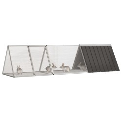 vidaXL Kaninchenkäfig Anthrazit 302,5x80,5x71 cm Verzinkter Stahl