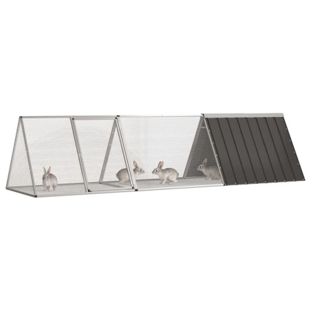 vidaXL Kaninchenkäfig Anthrazit 302,5x80,5x71 cm Verzinkter Stahl