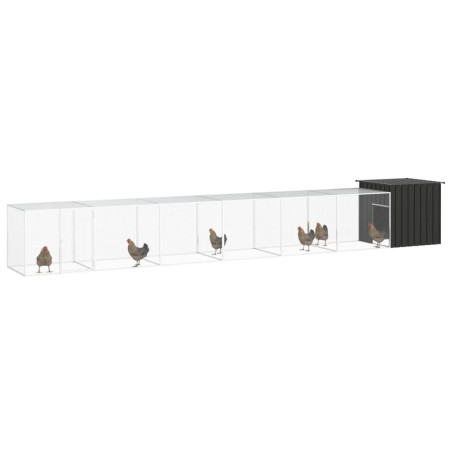 vidaXL Hühnerkäfig Anthrazit 700x91x100 cm Verzinkter Stahl