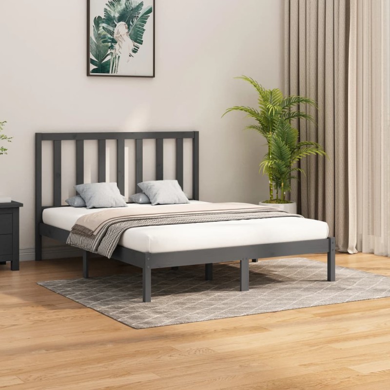 vidaXL Massivholzbett Grau 160x200 cm vidaXL Massivholzbett Grau 160x200 cm