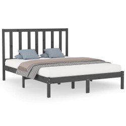 vidaXL Massivholzbett Grau 160x200 cm