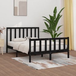 vidaXL Massivholzbett Schwarz 160x200 cm