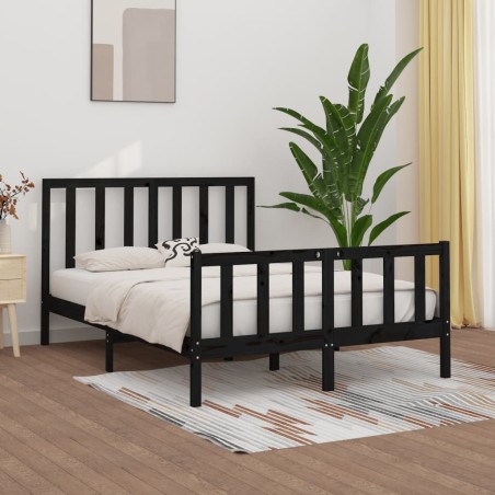 vidaXL Massivholzbett Schwarz 160x200 cm