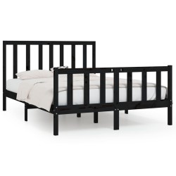 vidaXL Massivholzbett Schwarz 160x200 cm