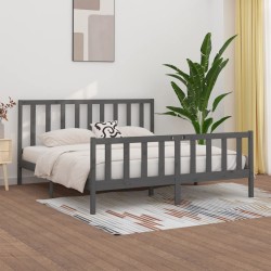 vidaXL Massivholzbett Grau 200x200 cm
