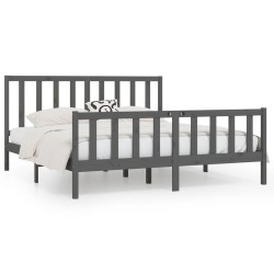 vidaXL Massivholzbett Grau 200x200 cm