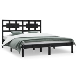 vidaXL Massivholzbett Schwarz Kiefer 140x200 cm