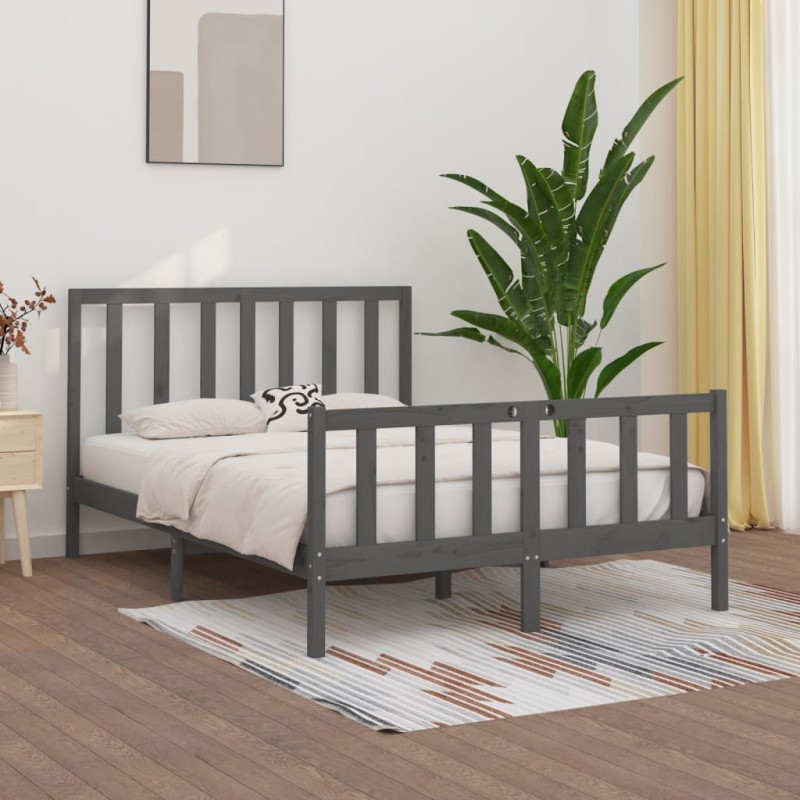 vidaXL Massivholzbett Grau 150x200 cm vidaXL Massivholzbett Grau 150x200 cm