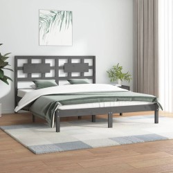 vidaXL Massivholzbett Grau Kiefer 140x200 cm
