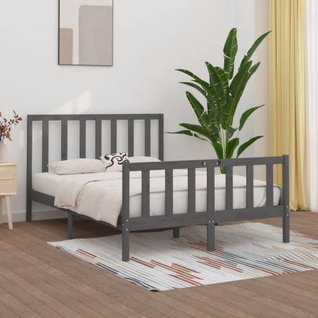 vidaXL Massivholzbett Grau 160x200 cm