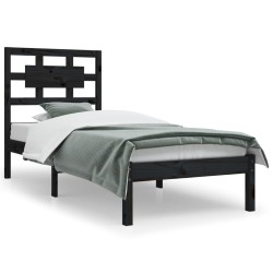 vidaXL Massivholzbett Schwarz Kiefer 90x200 cm