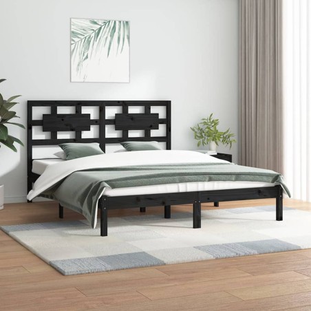 vidaXL Massivholzbett Schwarz Kiefer 150x200 cm