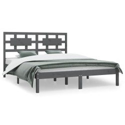 vidaXL Massivholzbett Grau Kiefer 200x200 cm