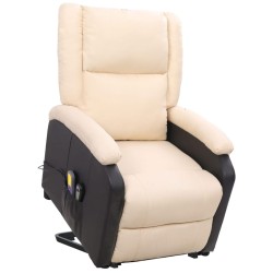 Massagesessel mit Aufstehhilfe Creme Stoff