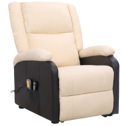 Massagesessel mit Aufstehhilfe Creme Stoff