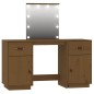 vidaXL Schminktisch-Set mit LED Honigbraun Massivholz Kiefer vidaXL Schminktisch-Set mit LED Honigbraun Massivholz Kiefer