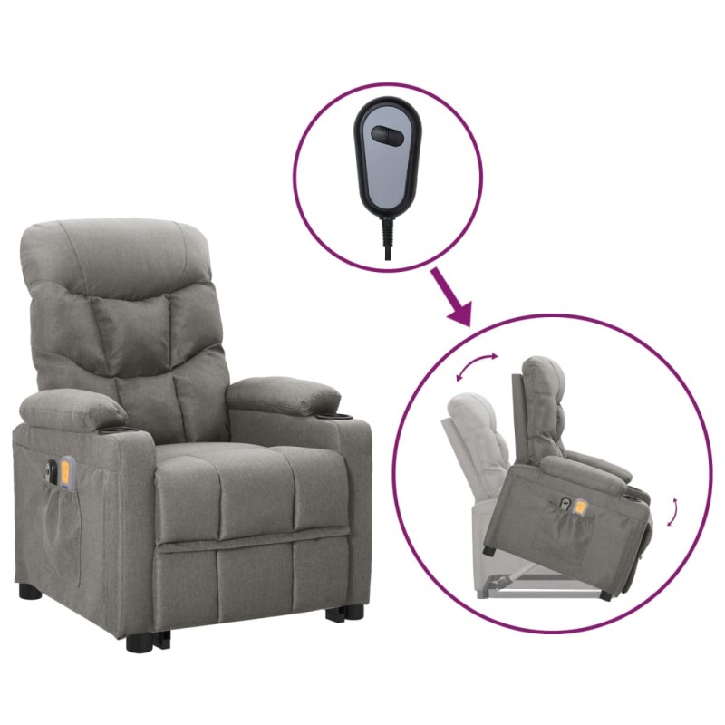 vidaXL Massagesessel mit Aufstehhilfe Hellgrau Stoff vidaXL Massagesessel mit Aufstehhilfe Hellgrau Stoff