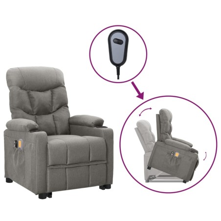 vidaXL Massagesessel mit Aufstehhilfe Hellgrau Stoff