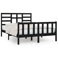 vidaXL Massivholzbett Schwarz 150x200 cm