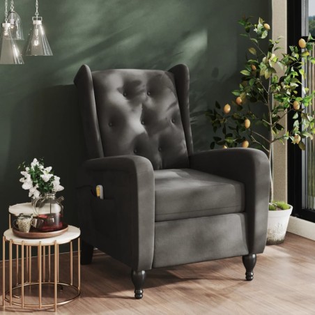 Massagesessel Dunkelgrau Samt